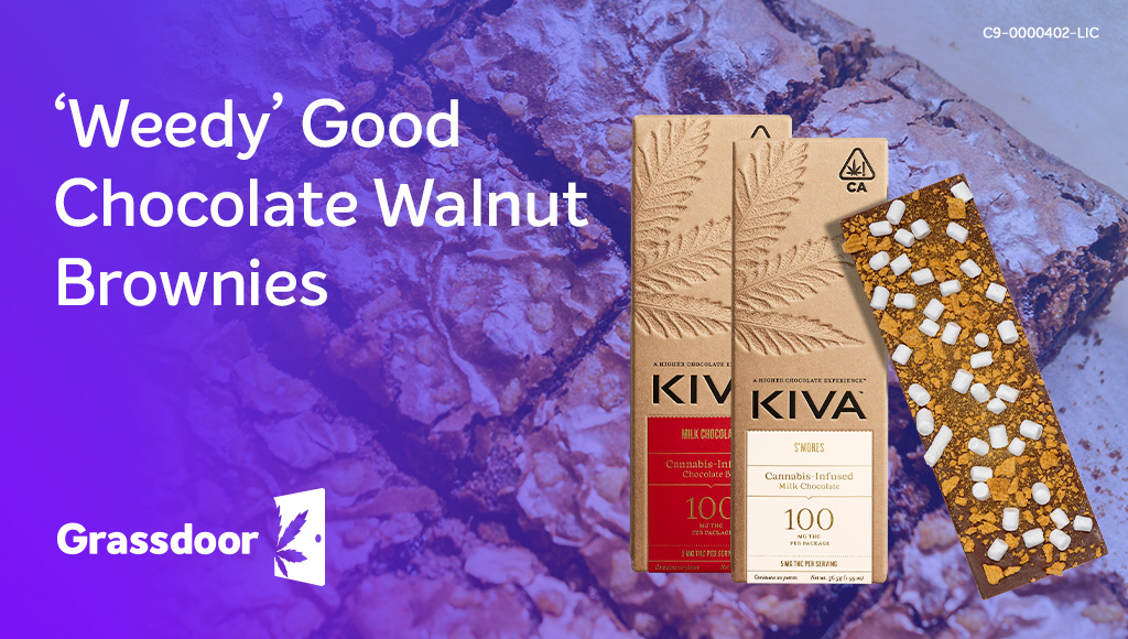 Chocolate Walnut Brownies recipe with Kiva cannabis chocolate